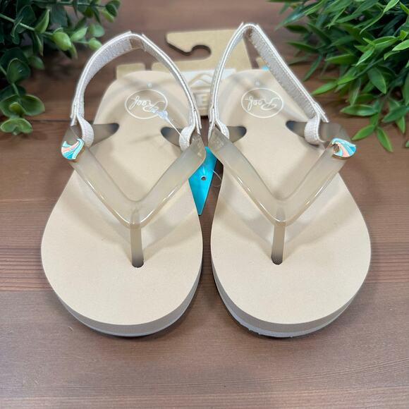 Reef Girls Little Charming Slip Flop Sandals Oasis Size 9 - Picture 3 of 7